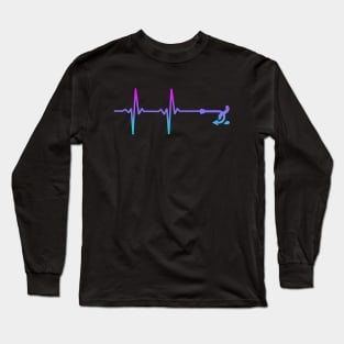 fishing hook heartbeat blue and pink Long Sleeve T-Shirt